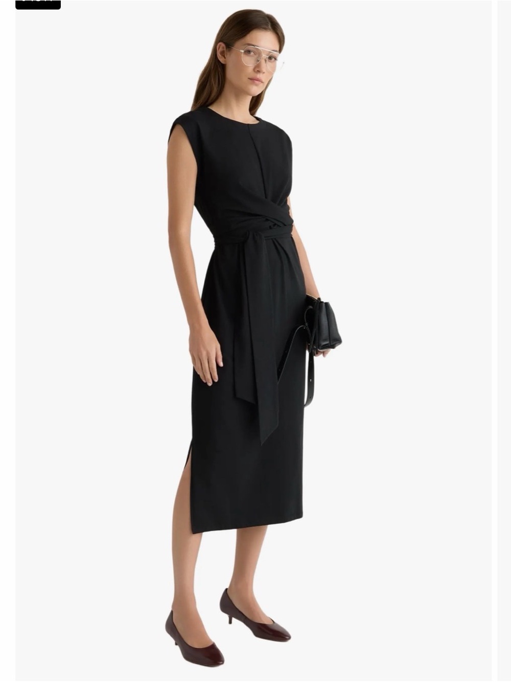 Modern Citizen for Nordstrom Beautiful Fei Sleeveless Black Tie-Waist Midi Dress